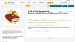 ELA 7: Writing Component & Comprehending & Responding Component ...