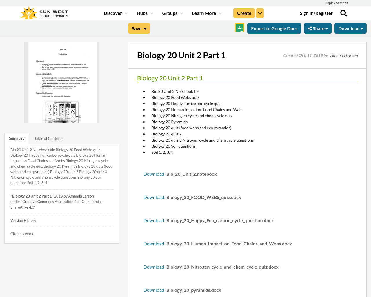 Biology 20 Unit 2 Part 1 | Resource Bank