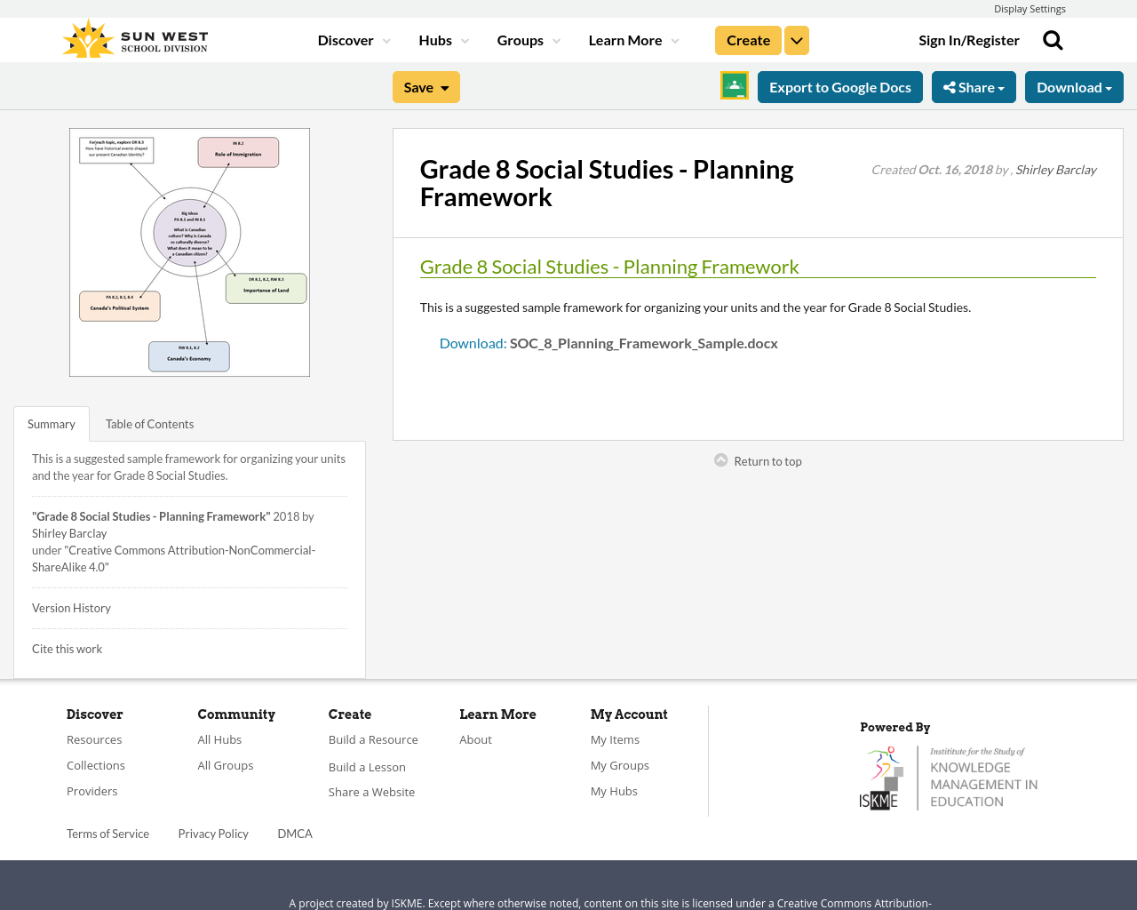 Grade 8 Social Studies Planning Framework Resource Bank