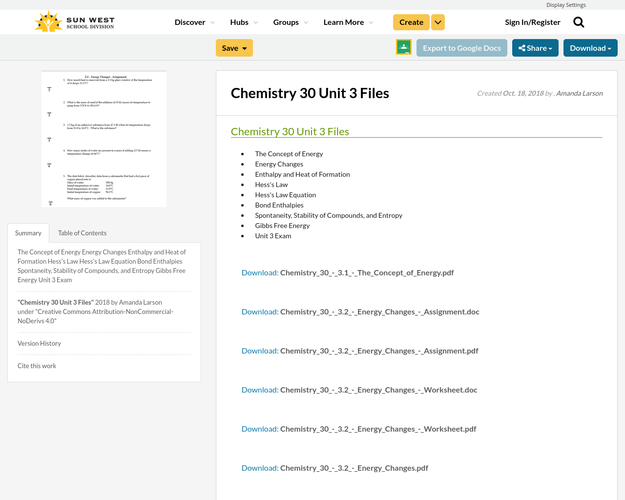 Chemistry 30 Unit 3 Files | Resource Bank