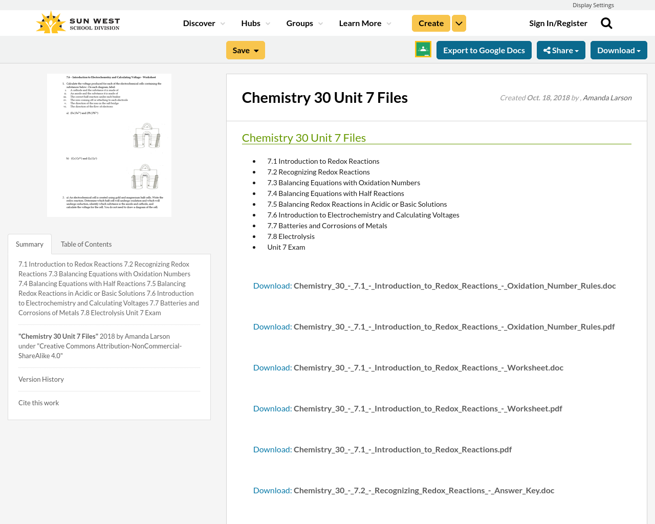 Chemistry 30 Unit 7 Files | Resource Bank