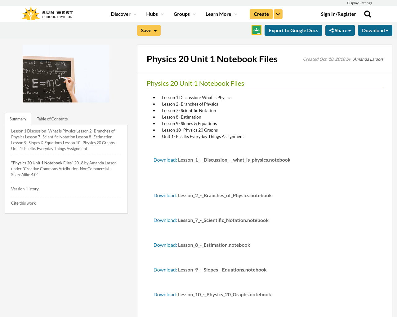 Physics 20 Unit 1 Notebook Files | Resource Bank