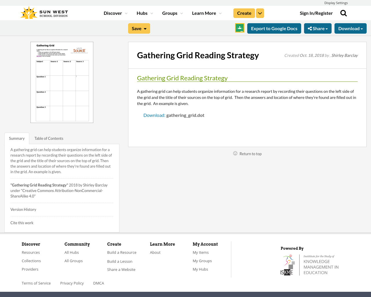Gathering Grid Reading Strategy Resource Bank