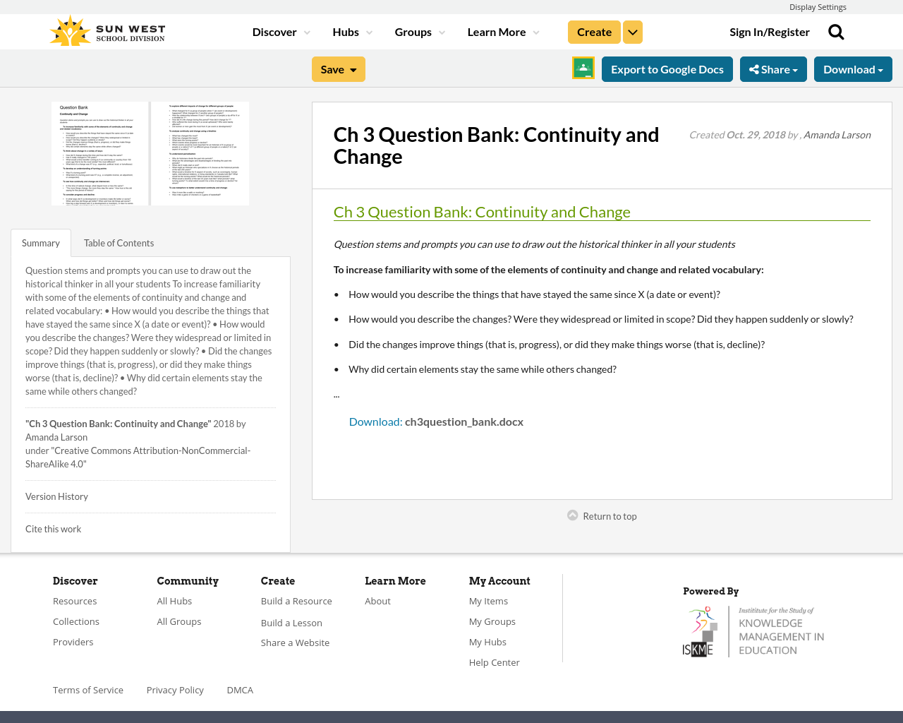Ch 3 Question Bank Continuity and Change Resource Bank