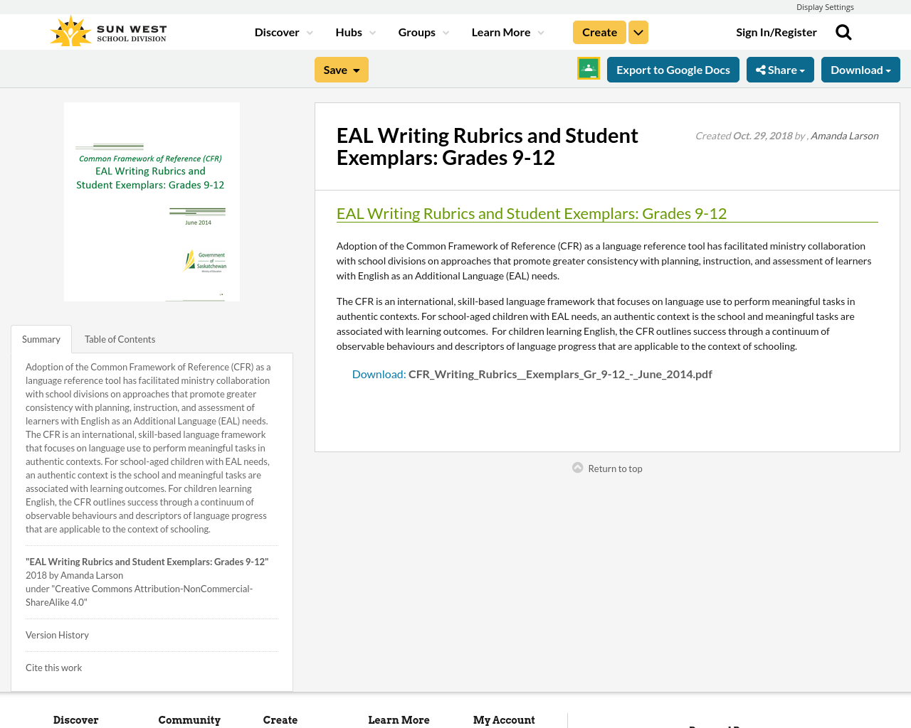 EAL Writing Rubrics and Student Exemplars Grades 912 Resource Bank