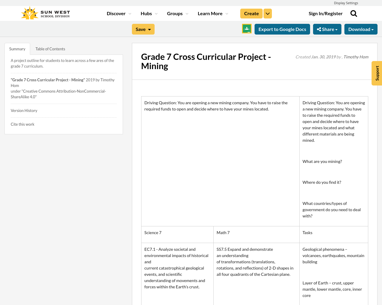 Grade 7 Cross Curricular Project - Mining | Resource Bank