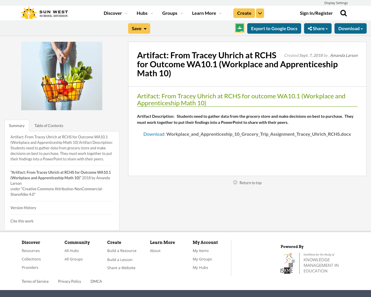 Artifact From Tracey Uhrich at RCHS