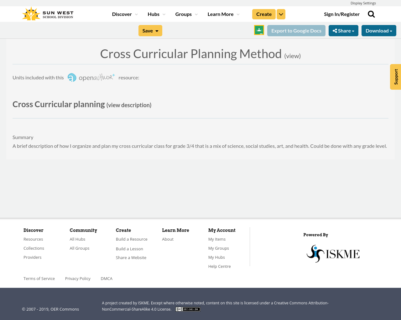 Cross Curricular Planning Method Resource Bank