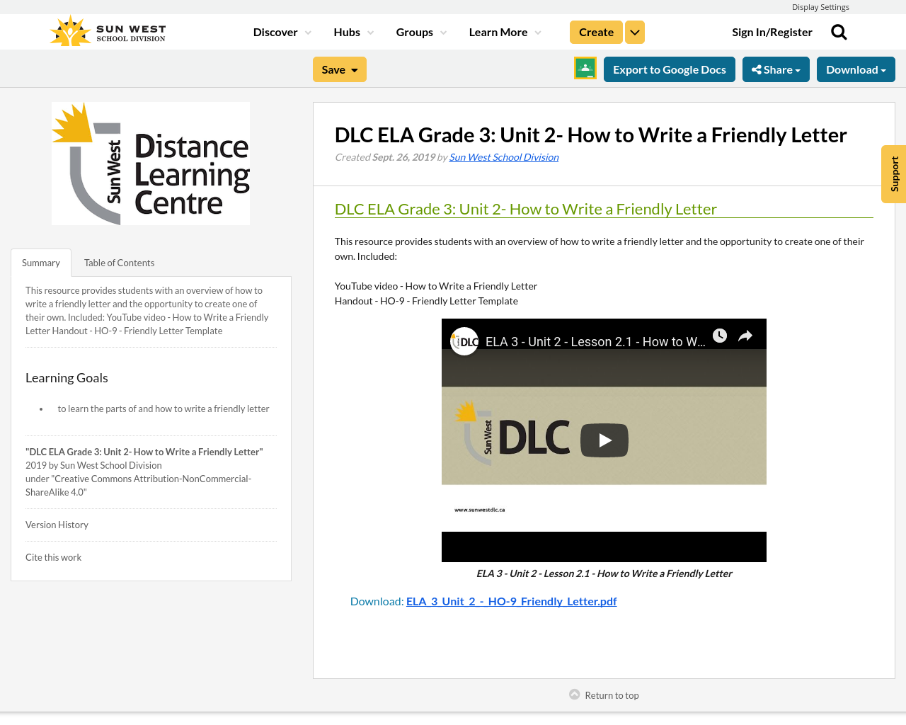 DLC ELA Grade 3 Unit 2 How to Write a Friendly Letter Resource Bank