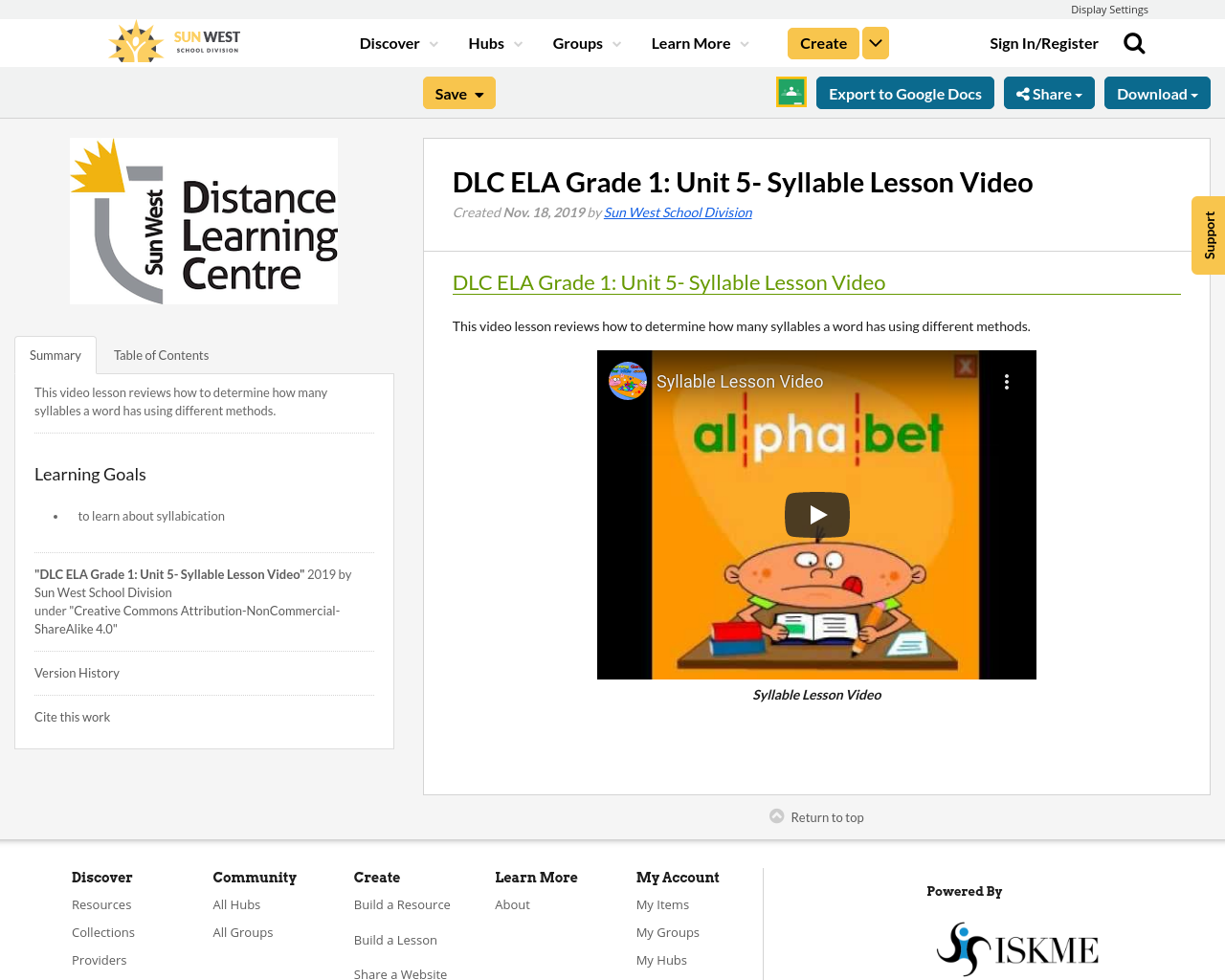 DLC ELA Grade 1 Unit 5 Syllable Lesson Video Resource Bank
