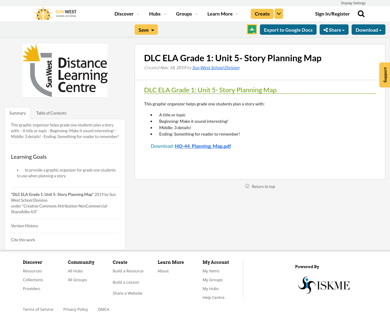 DLC ELA Grade 1: Unit 5- Story Planning Map | Resource Bank