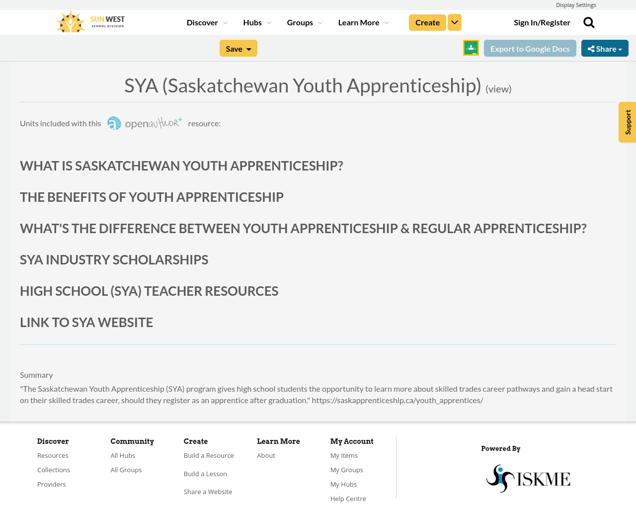 SYA (Saskatchewan Youth Apprenticeship) Resource Bank