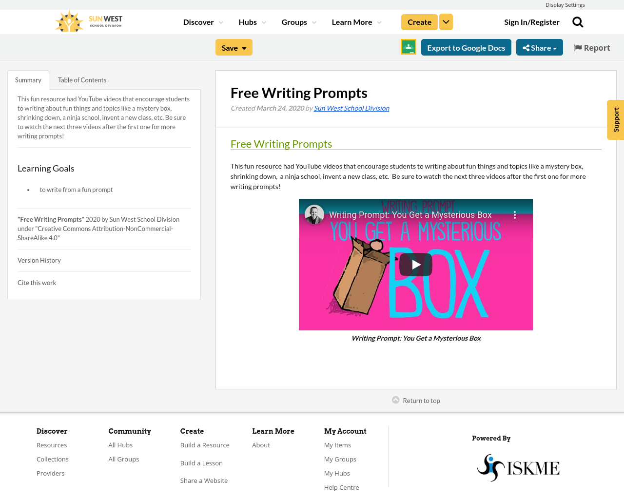 Free Writing Prompts Resource Bank