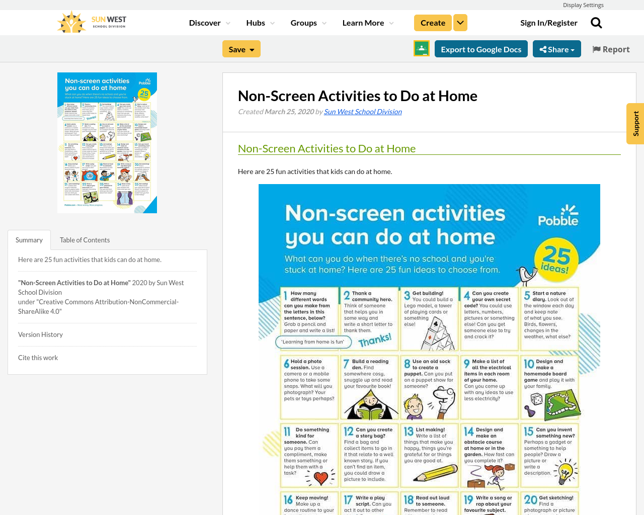 NonScreen Activities to Do at Home Resource Bank
