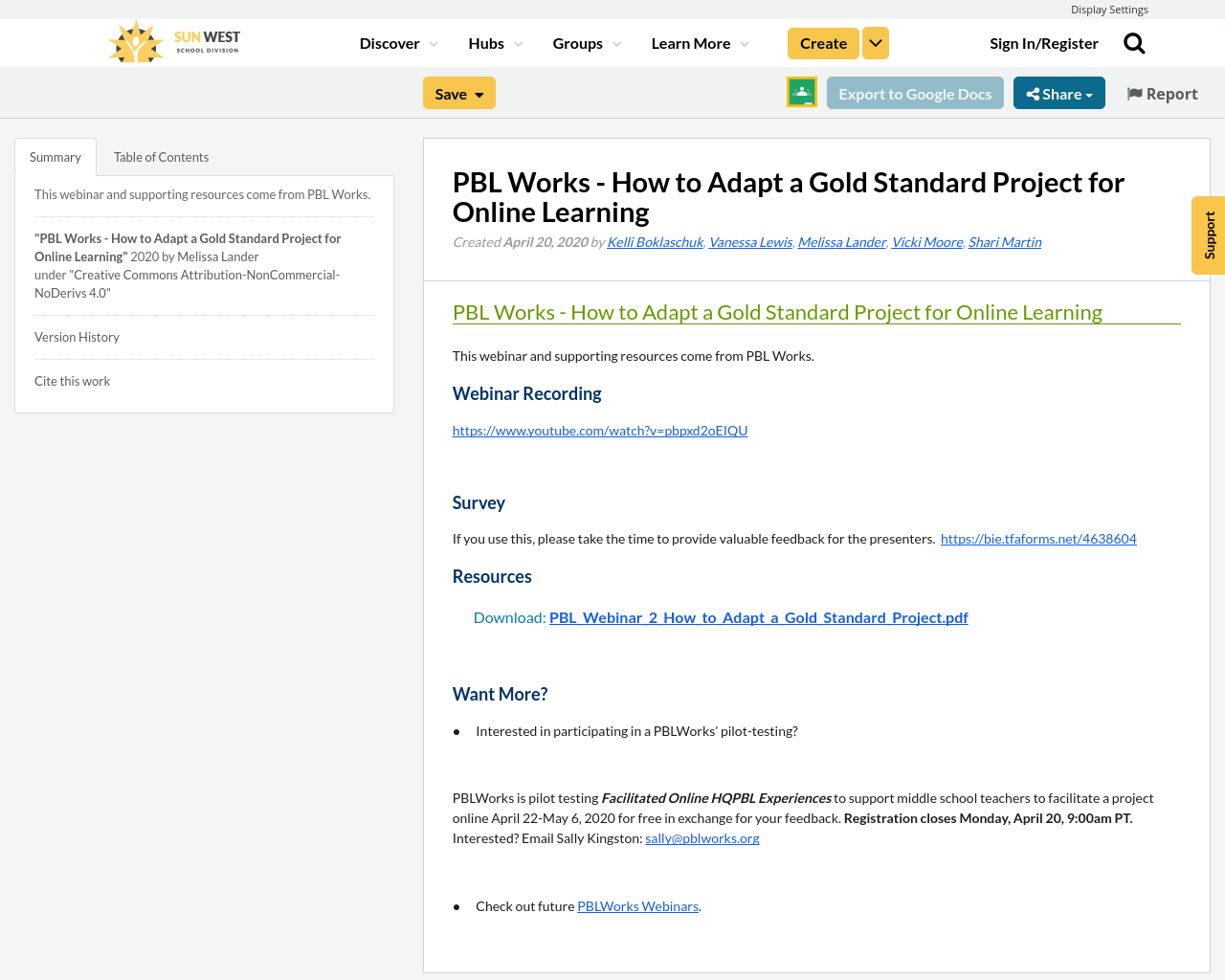 PBL Works How to Adapt a Gold Standard Project for Online Learning