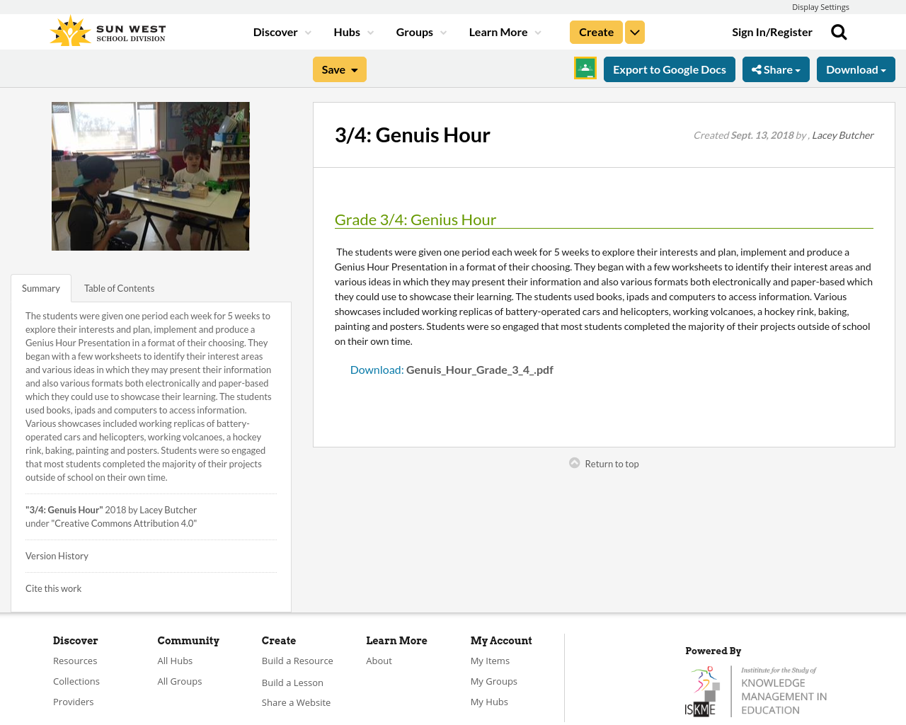 3/4: Genuis Hour | Resource Bank